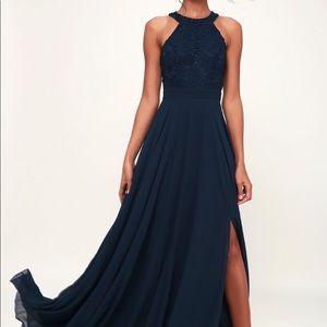 XL navy blue lulus picture perfect lace maxi dress